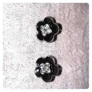 Black flower earrings